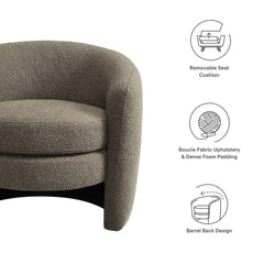 Affinity Pebble Upholstered Boucle Fabric Curved Back Armchair - Ornate Home
