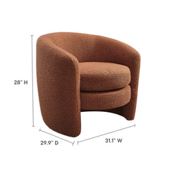 Affinity Rust Upholstered Boucle Fabric Curved Back Armchair - Ornate Home