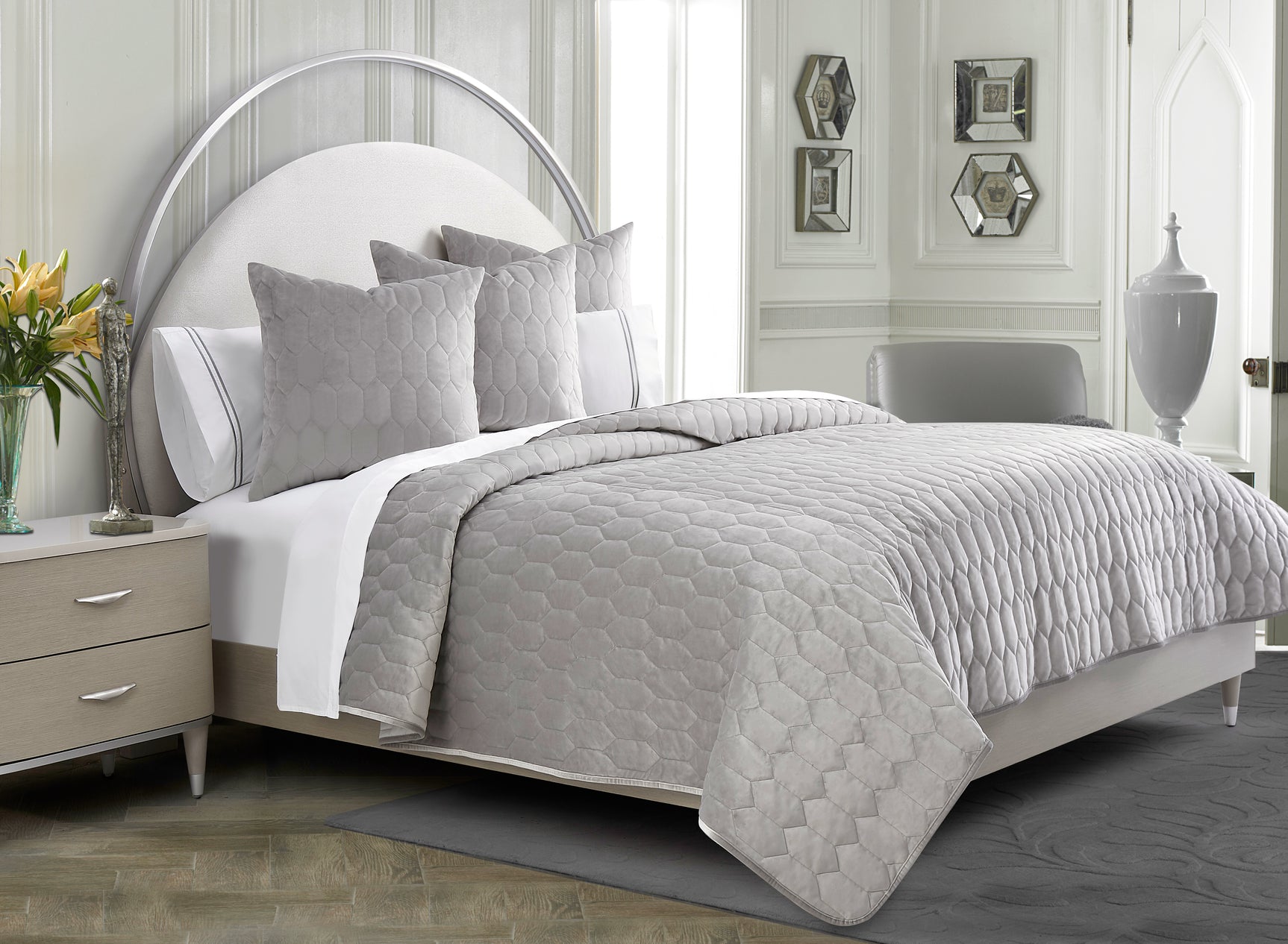 Affluent Dove Quilt Set - Ornate Home