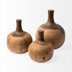 Afra Brown Large Solid Wood Vase Shaped Decorative Object - Ornate Home