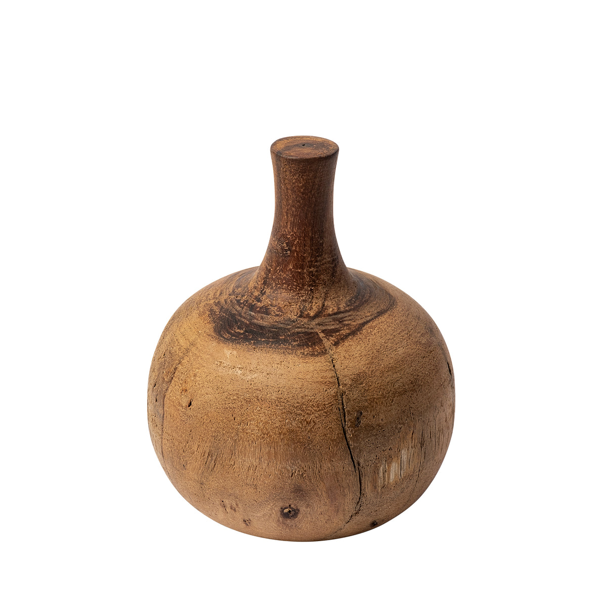 Afra Brown Medium Solid Wood Vase Shaped Decorative Object - Ornate Home