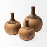 Afra Brown Medium Solid Wood Vase Shaped Decorative Object - Ornate Home