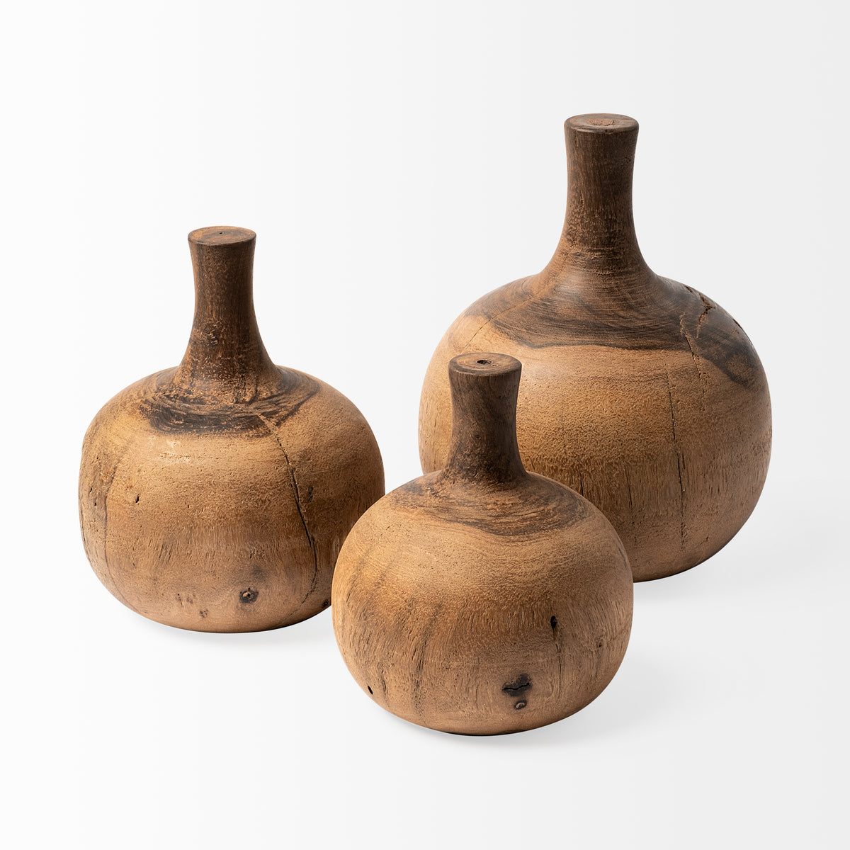 Afra Brown Medium Solid Wood Vase Shaped Decorative Object - Ornate Home