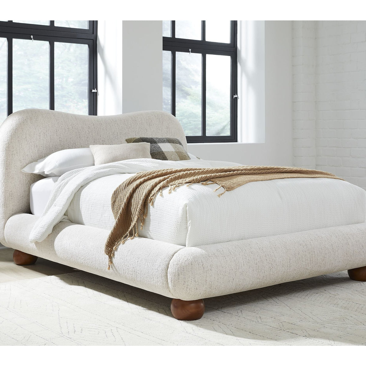 Modus Afra Chinchilla California King Chenille Upholstered Wood Leg ...
