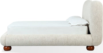 Afra Chinchilla Queen Chenille Upholstered Wood Leg Platform Bed - Ornate Home