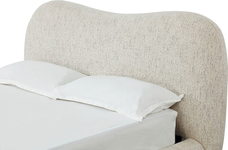 Afra Chinchilla Queen Chenille Upholstered Wood Leg Platform Bed - Ornate Home