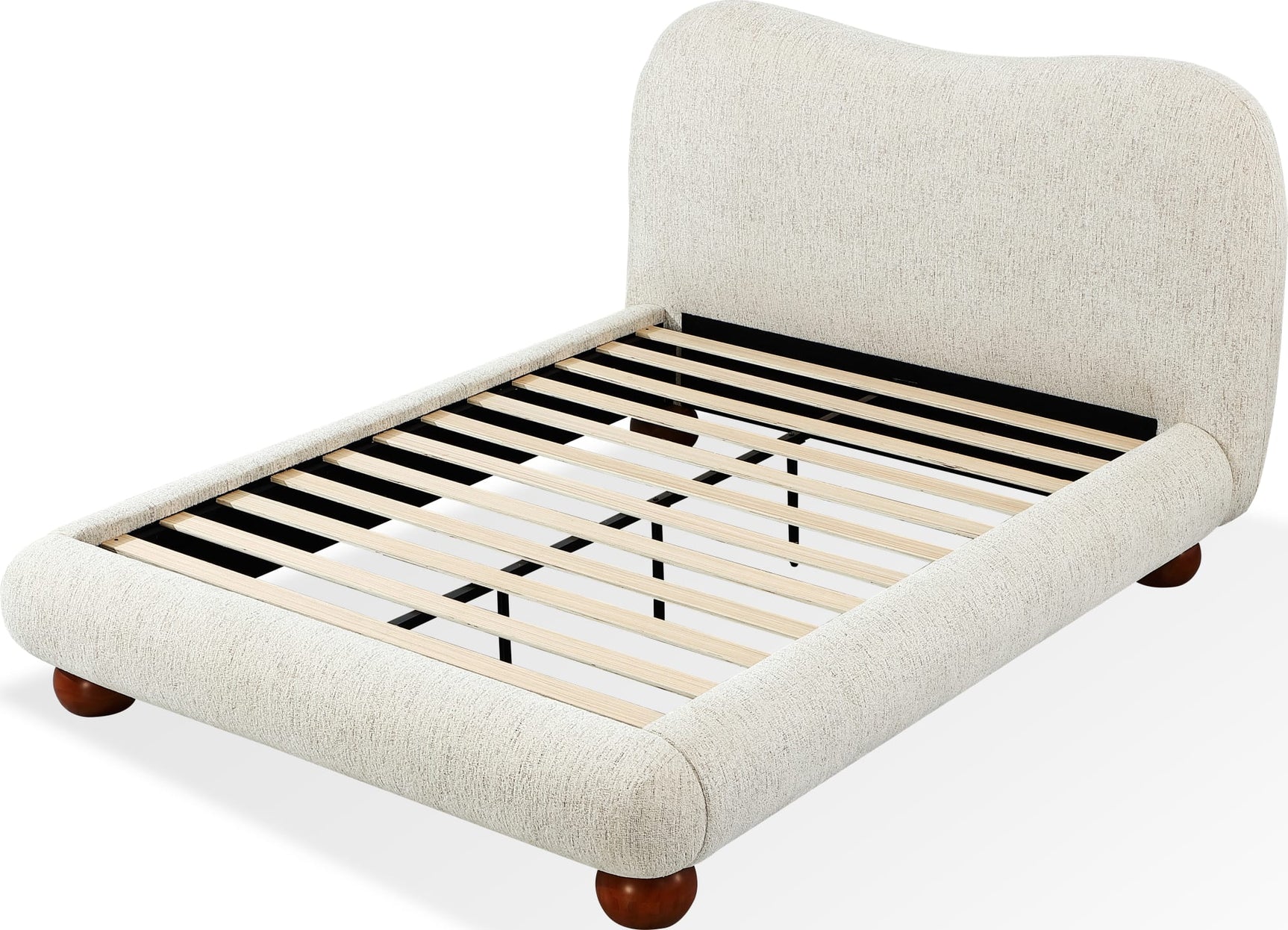 Afra Chinchilla Queen Chenille Upholstered Wood Leg Platform Bed - Ornate Home