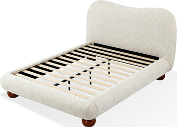 Afra Chinchilla Queen Chenille Upholstered Wood Leg Platform Bed - Ornate Home
