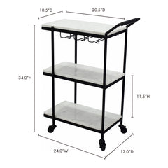After Hours White Bar Cart - Ornate Home
