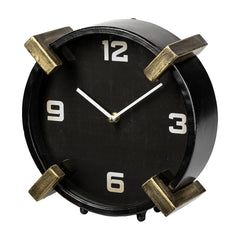 Agar Black Metal Round Table Clock - Ornate Home