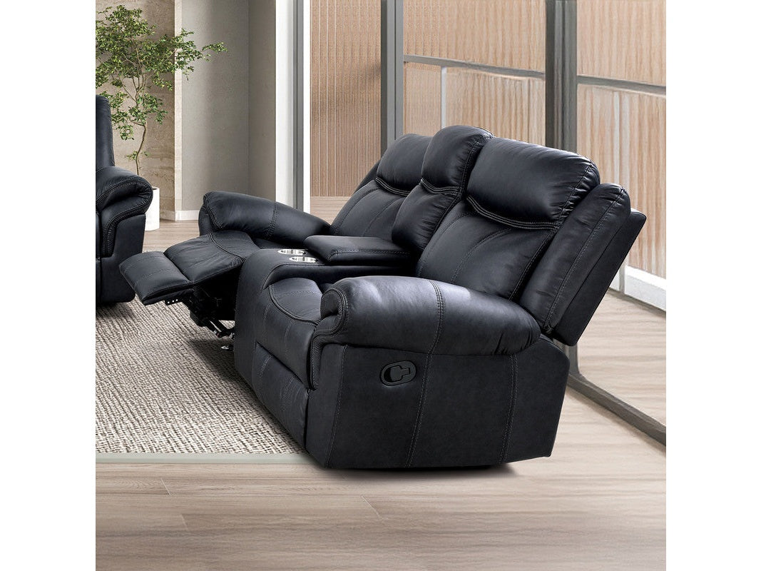 Agata Black Reclining Loveseat - Ornate Home