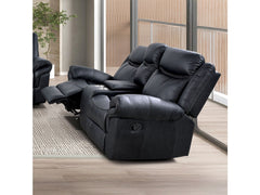 Agata Black Reclining Loveseat - Ornate Home