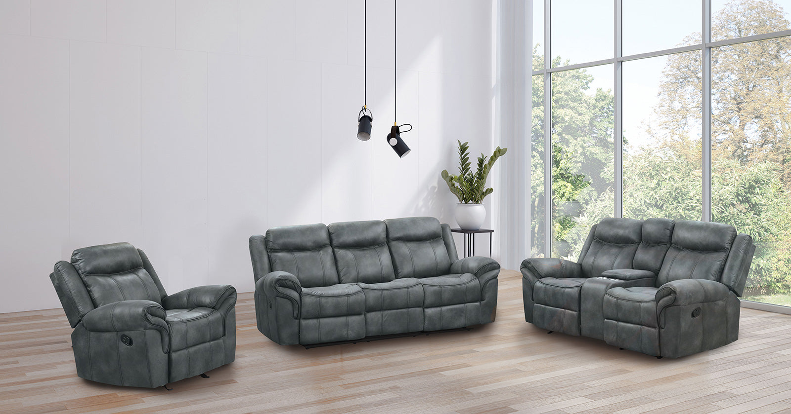 Agata Dark Gray Reclining Sofa - Ornate Home