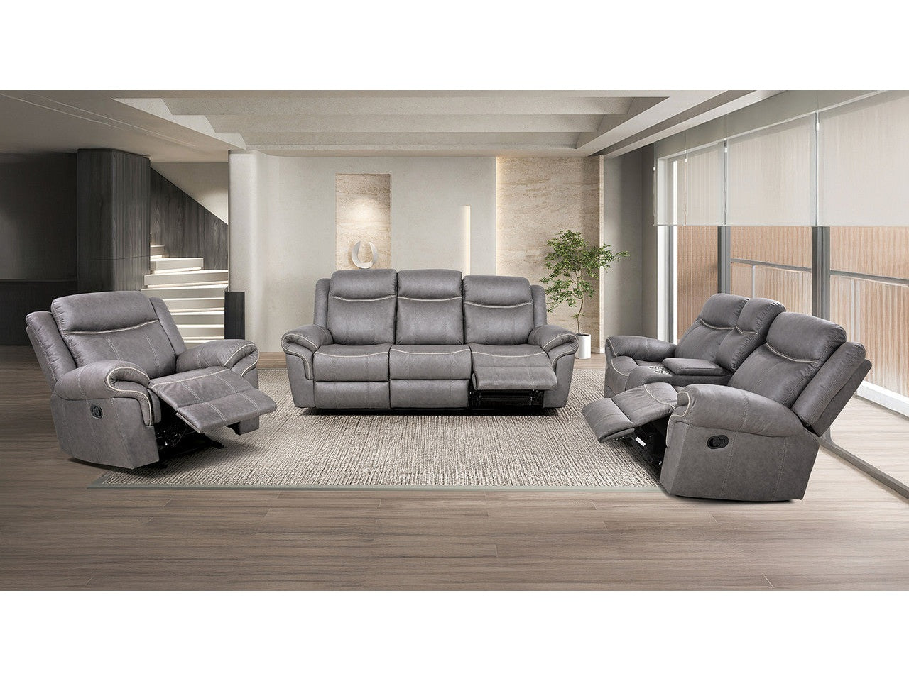 Agata Warm Gray Reclining Sofa & Loveseat - Ornate Home