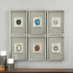 Agate Multicolor Stone Wall Art (Set of 6) - Ornate Home