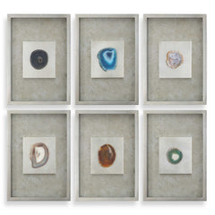 Agate Multicolor Stone Wall Art (Set of 6) - Ornate Home