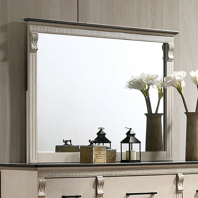 Agathon Antique White/Gray Mirror - Ornate Home