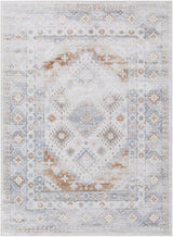 Agaton Blue & Brown Washable Area Rug - Ornate Home