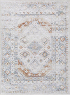 Agaton Blue & Brown Washable Area Rug - Ornate Home