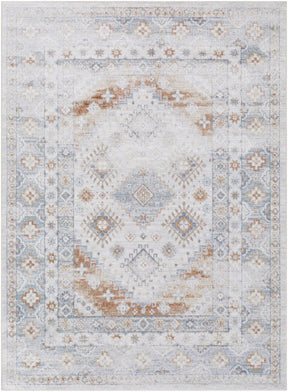 Agaton Blue & Brown Washable Area Rug - Ornate Home