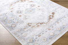 Agaton Blue & Brown Washable Area Rug - Ornate Home