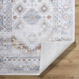 Agaton Blue & Brown Washable Area Rug - Ornate Home