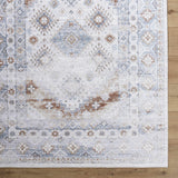 Agaton Blue & Brown Washable Area Rug - Ornate Home