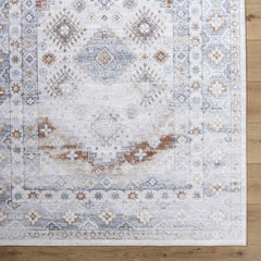 Agaton Blue & Brown Washable Area Rug - Ornate Home