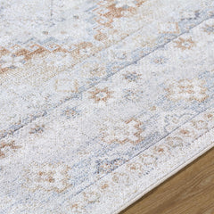 Agaton Blue & Brown Washable Area Rug - Ornate Home