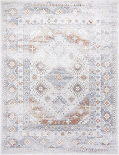 Agaton Blue & Brown Washable Area Rug - Ornate Home