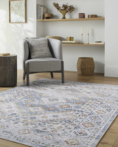 Agaton Blue Washable Area Rug - Ornate Home