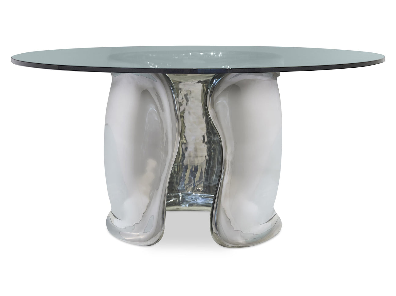 Agnes Clear/Polished Stainless Steel 54" Dining Table - Ornate Home