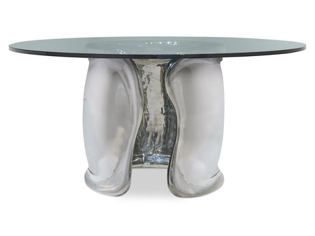 Agnes Clear/Polished Stainless Steel 54" Dining Table - Ornate Home