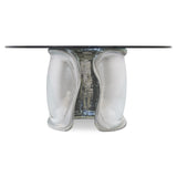 Agnes Clear/Polished Stainless Steel 54" Dining Table - Ornate Home