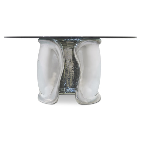 Agnes Clear/Polished Stainless Steel 54" Dining Table - Ornate Home