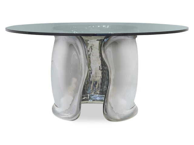 Agnes Clear/Polished Stainless Steel 60" Dining Table - Ornate Home