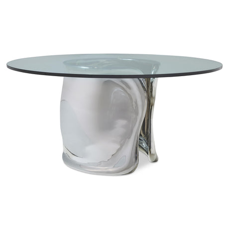 Agnes Clear/Polished Stainless Steel 60" Dining Table - Ornate Home