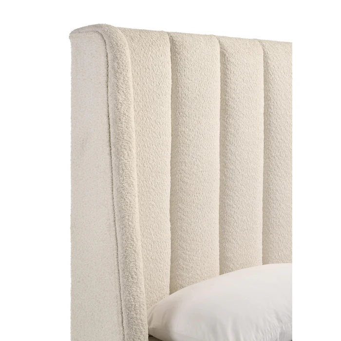 Agnes White Boucle Queen Bed - Ornate Home