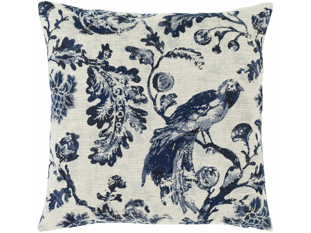 Agricola Navy Floral Bird Throw Pillow - Ornate Home