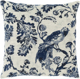 Agricola Navy Floral Bird Throw Pillow - Ornate Home
