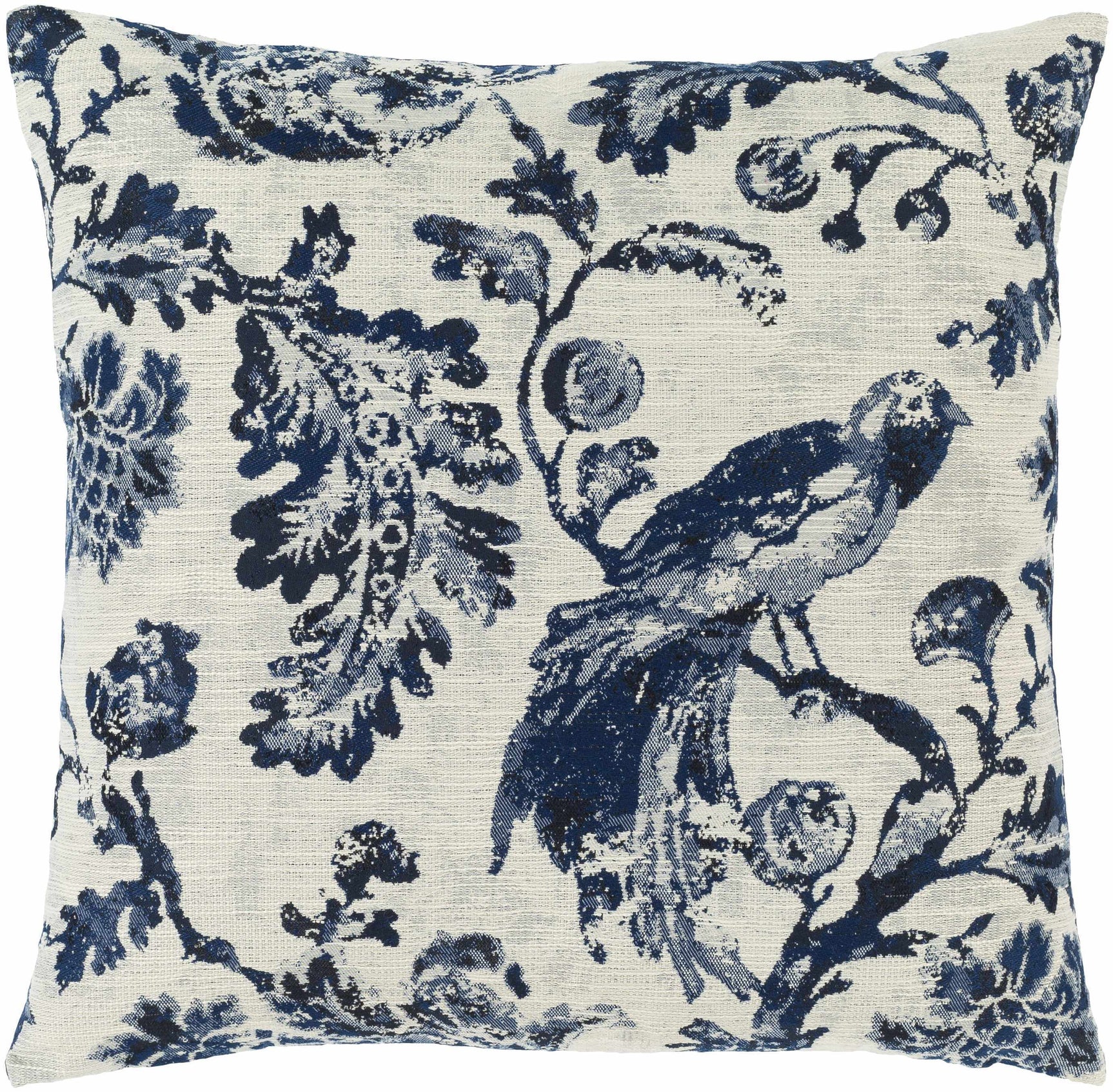 Agricola Navy Floral Bird Throw Pillow - Ornate Home