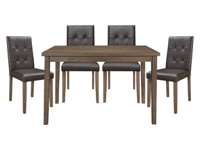 Ahmet Walnut / Dark Brown 5-piece Dinig Table Set - Ornate Home