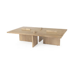 Aida Light Brown Rectangular Wood Coffee Table - Ornate Home