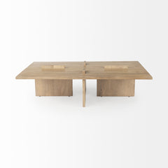 Aida Light Brown Rectangular Wood Coffee Table - Ornate Home