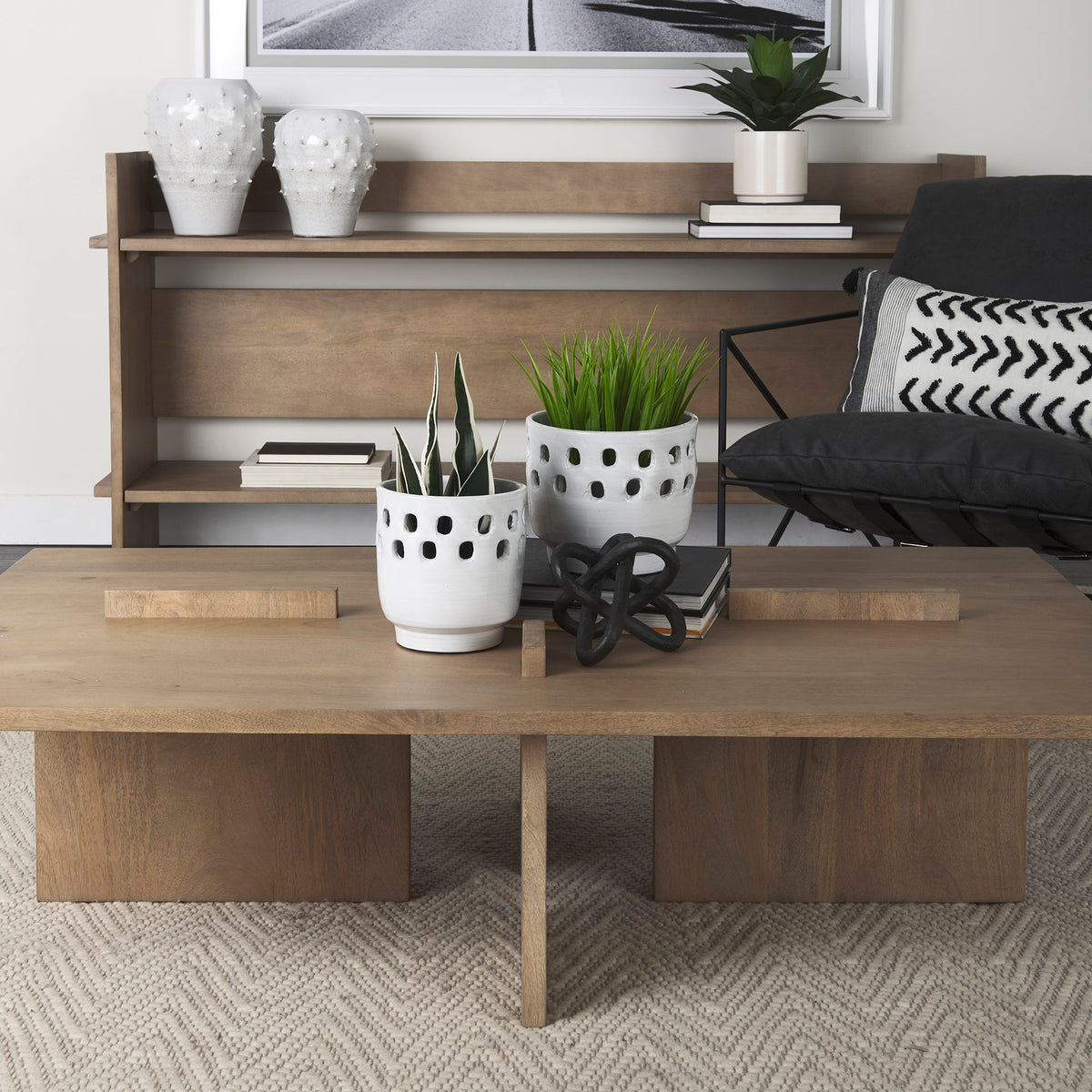 Aida Light Brown Rectangular Wood Coffee Table - Ornate Home