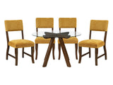 Aiden Mustard/Brown 5-Piece Dining Table Set - Ornate Home
