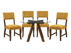 Aiden Mustard/Brown 5-Piece Dining Table Set - Ornate Home