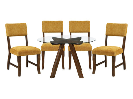Aiden Mustard/Brown 5-Piece Dining Table Set - Ornate Home