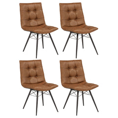 Aiken Saddle Brown Faux Leather Upholstered Dining Side Chair (Set of 4) - Ornate Home