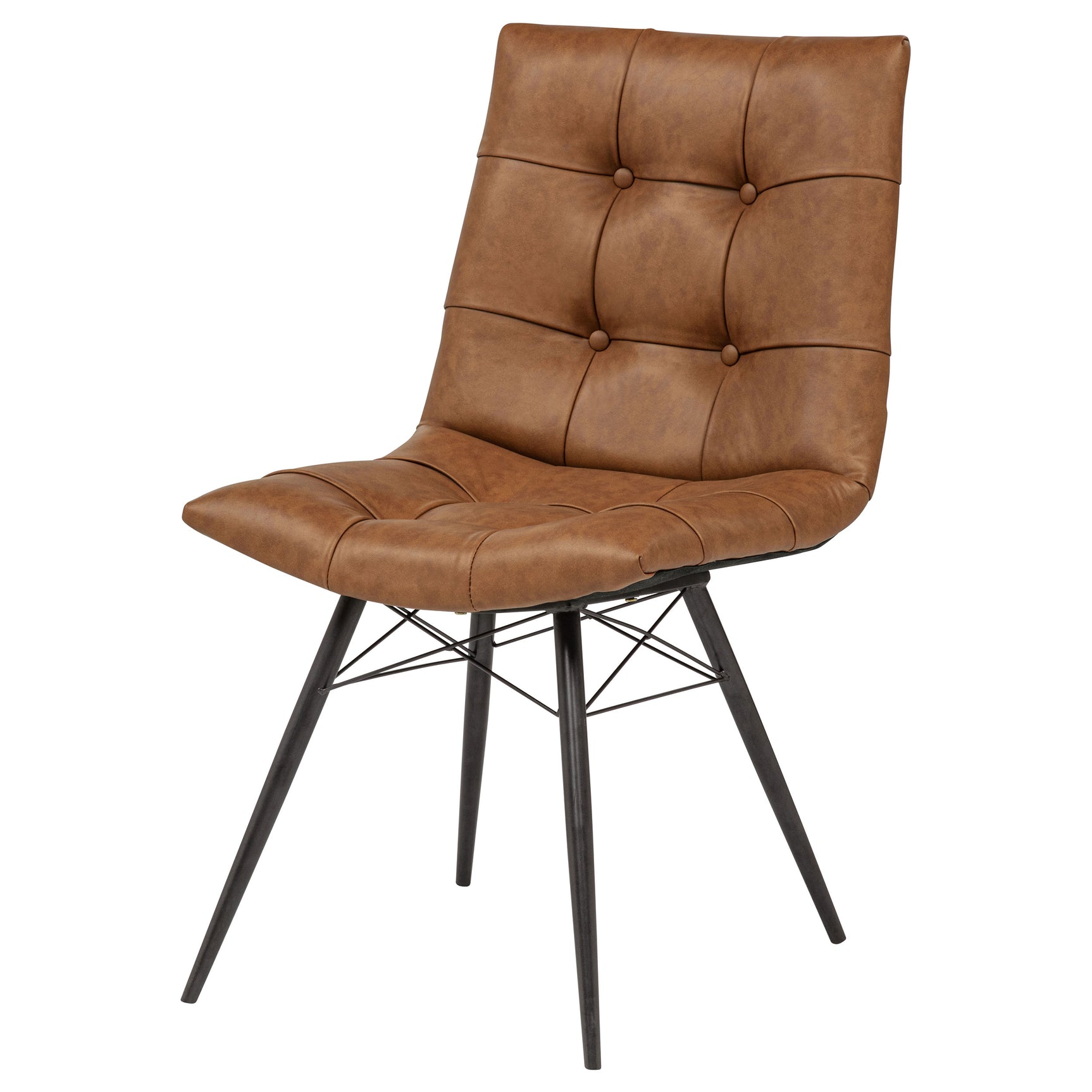 Aiken Saddle Brown Faux Leather Upholstered Dining Side Chair (Set of 4) - Ornate Home